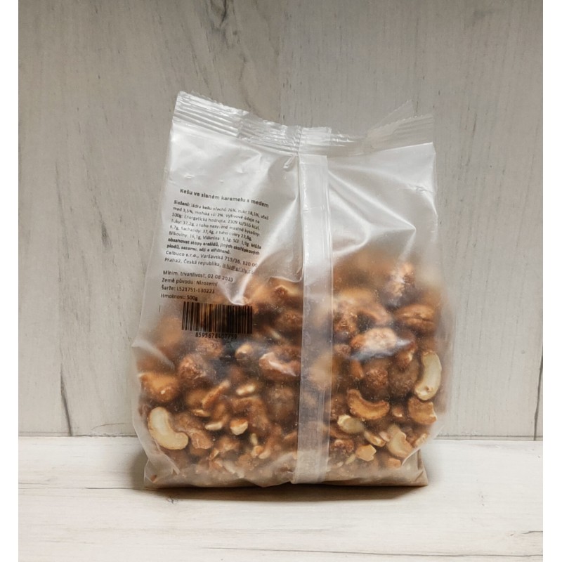Kešu oriešky v slanom karamele s medom 500 g - Grizly
