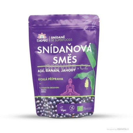 Raňajková zmes acai, jahoda bezl. 300g BIO (ISWARI)