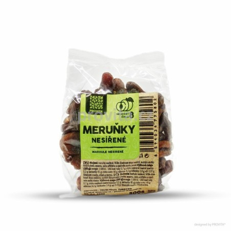 Marhule nesírené veľ. 8. 500g PROVITA Marhule nesírené veľ. 8. 500g PROVITA
